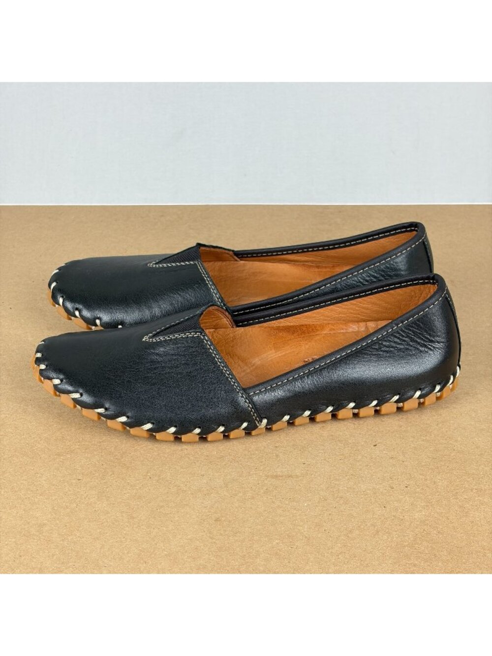 Spring Step Kathaleta Leather Flats Womens 7.5/8 EU 38 Black Slip On Comfort